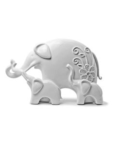 CERAMIC ELEPHANT WITH TWO YOUNG ORNAMENT