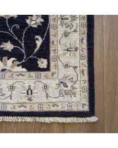 Afghan Ziegler Hand-knotted Traditional Wool Rug - Black 116 x 180 cm