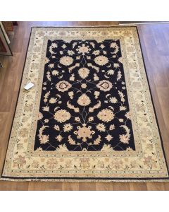 Afghan Ziegler Hand-knotted Traditional Wool Rug - Black 170 x 233 cm