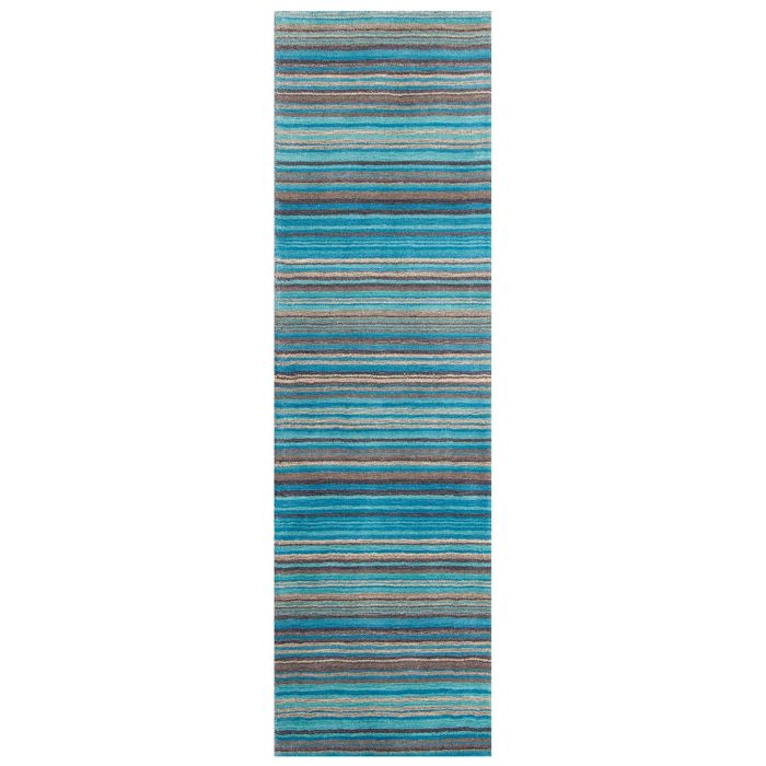Carter Stripe Rug - Teal Blue -  Runner 60 x 230 cm