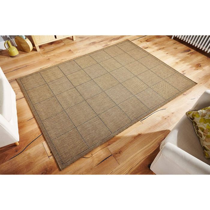 Checked Flat Weave Rug - Natural  -  80 x 150 cm (2'8