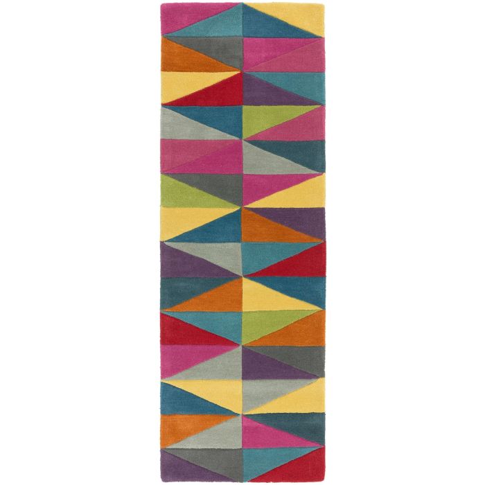 Funk 08 Triangles Multi Coloured Rug -  Runner 70 x 200 cm (2'3