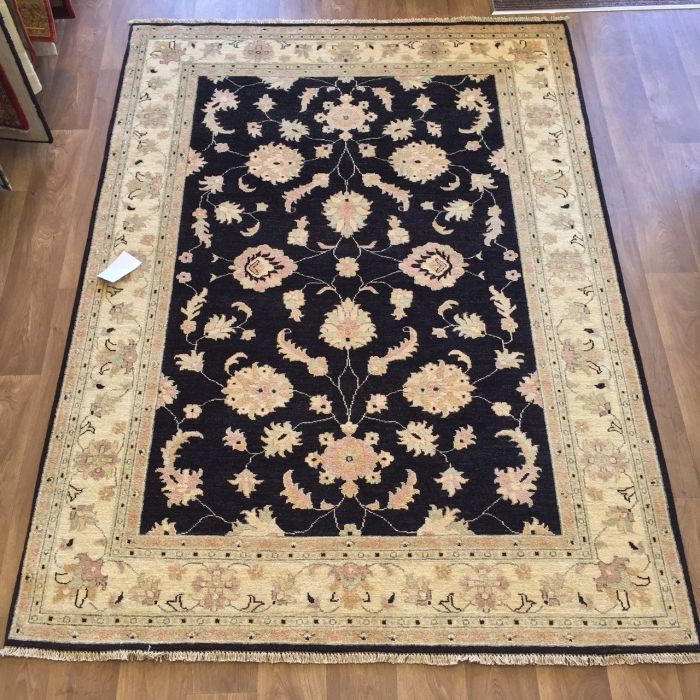 Afghan Ziegler Hand-knotted Traditional Wool Rug - Black 170 x 233 cm