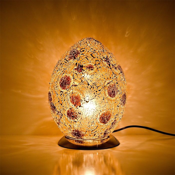 Medium Mosaic Glass Egg Lamp - Autumn