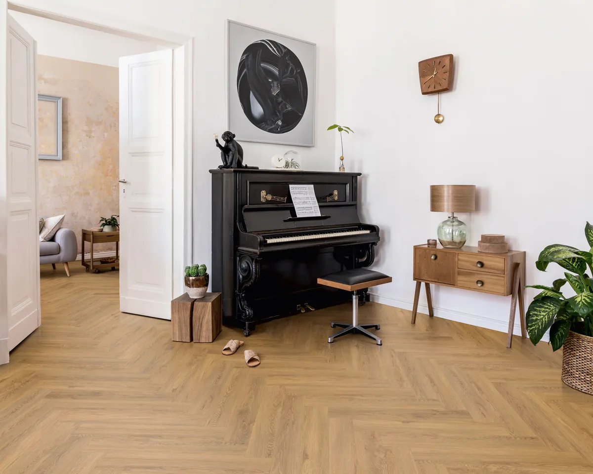 Atlas Herringbone &mdash; Almond Buff