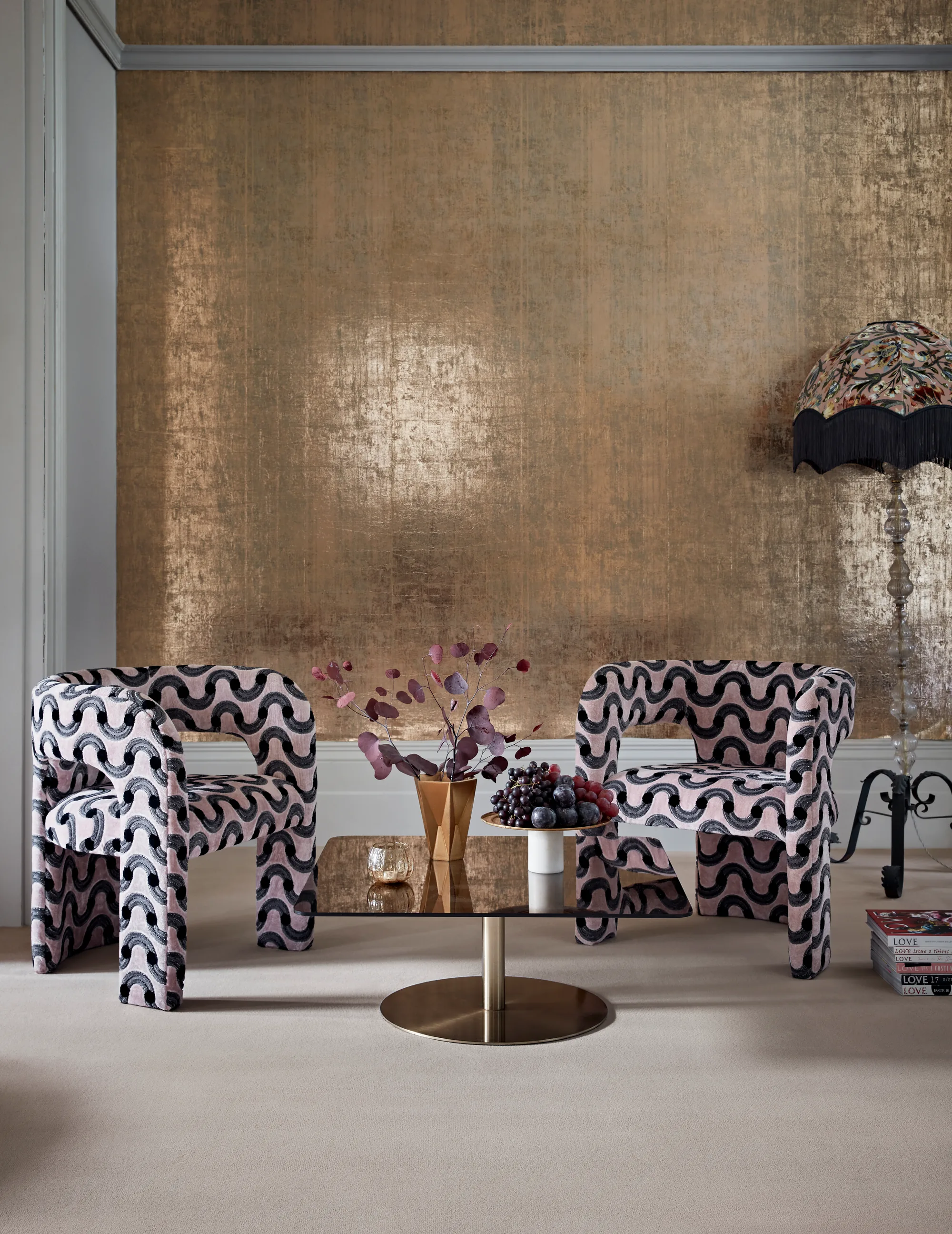 Brintons Velvet Collection Benedict Cream carpet in a gilded room