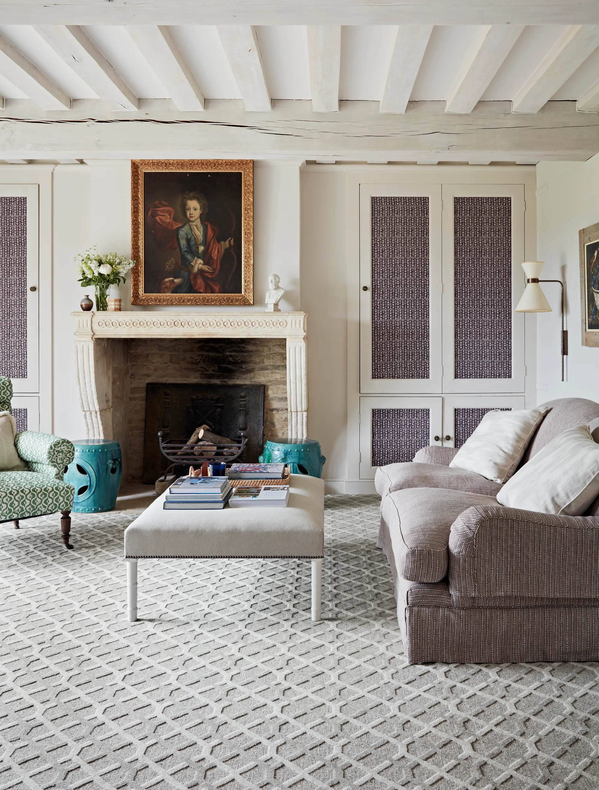 Brintons Country Life Plato Cloud carpet in a beamed sitting room