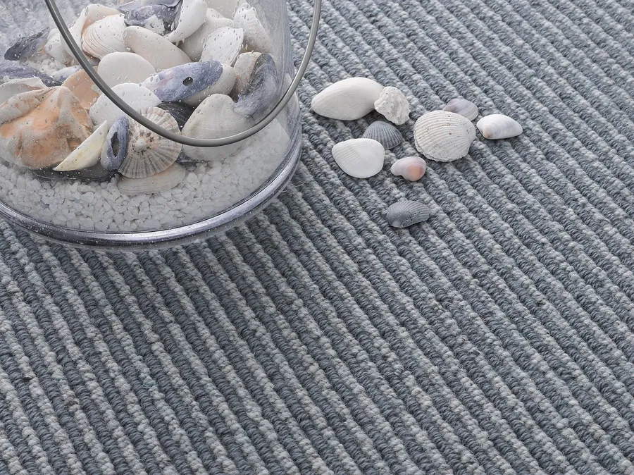Ulster Habitus Strond Ebb carpet, close detail of the ribbed loop pile