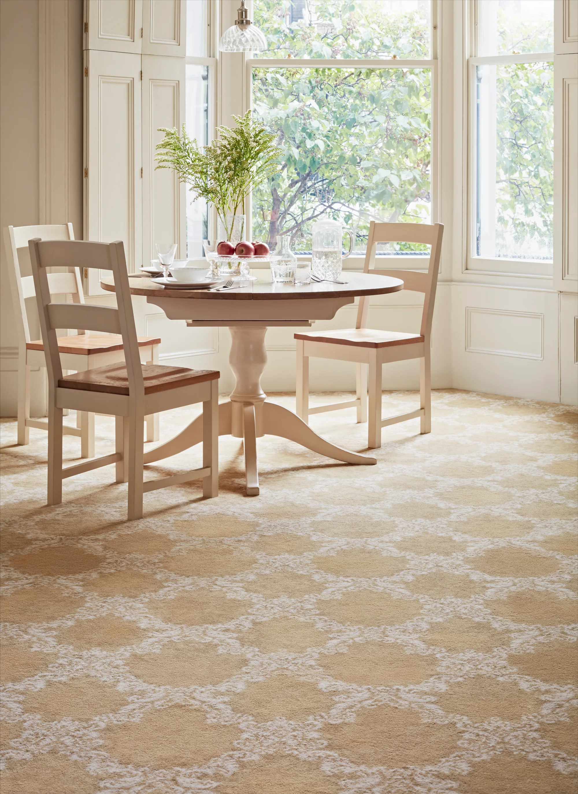 Laura Ashley Winchester Gold carpet by Brintons in a dining room