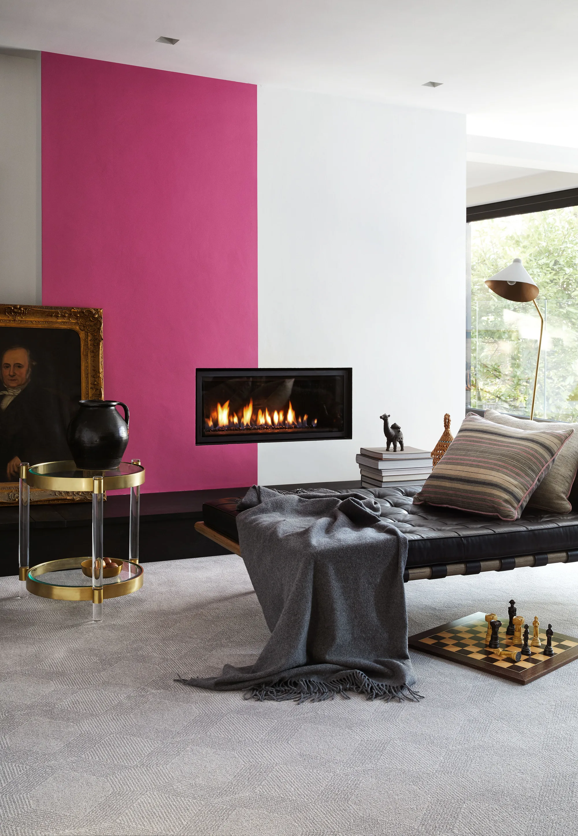 Brintons Perpetual Textures Celestial Cord carpet beside a fireplace