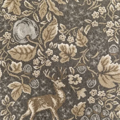 Brintons Purely Natural Flora and Fauna Woodland Stag Graphite carpet swatch