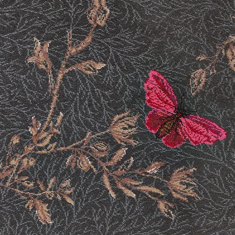 Brintons Timorous Beasties Collection by Brintons Ruskin Butterfly Noir carpet swatch