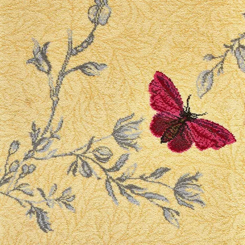 Brintons Timorous Beasties Collection by Brintons Ruskin Butterfly Yellow carpet swatch