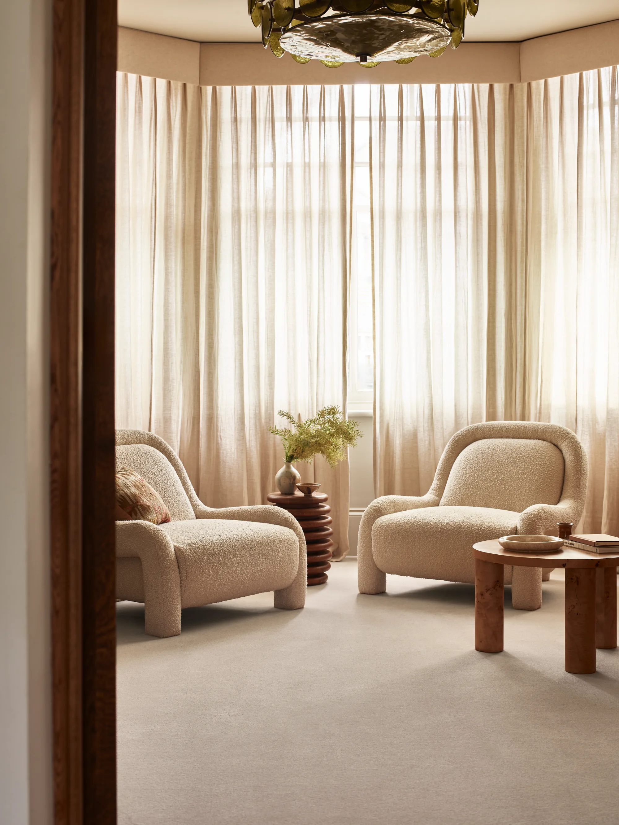 Brintons Lumora White Mist carpet in a bay window sitting room